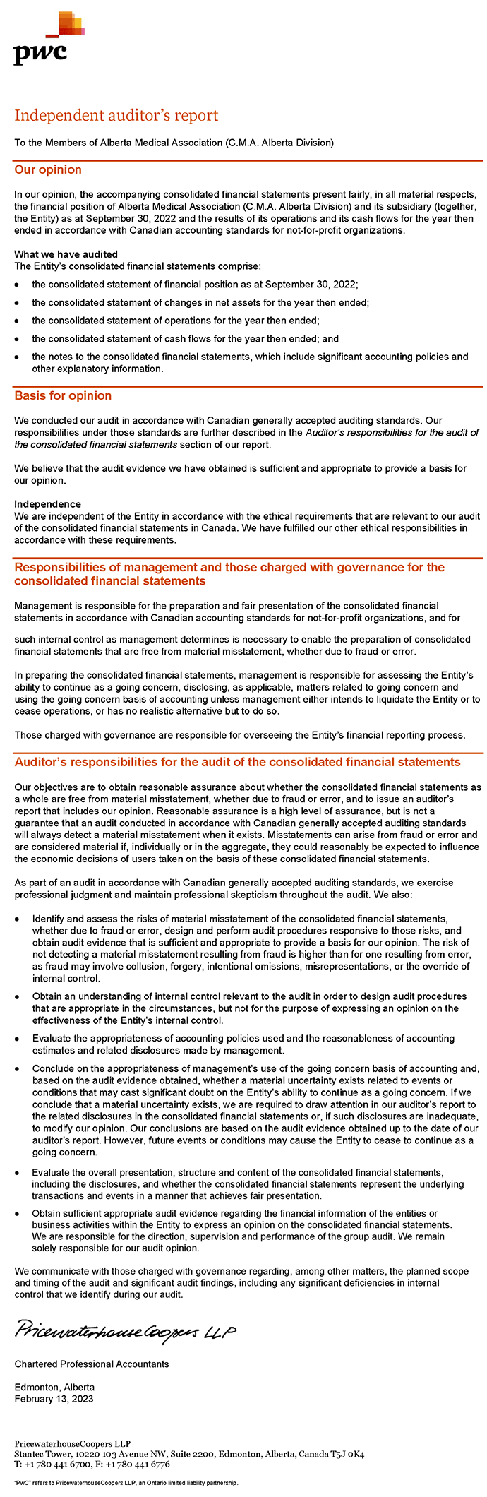 2022 Auditors Report