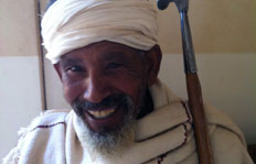 Ethiopian blind man who has had sight saved following a glaucoma operation