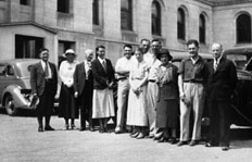 Members of the mobile health unit in front of vehicles, 1936. Source: Glenbow Museum
