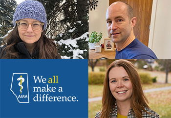 Left to right: Dr. Wendy Sligl, Dr. Duncan Mackey, and Dr. Kristen Hemrick