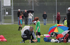 Dr. Chip Doig in action coaching soccer Dr. Chip Doig in action coaching soccer