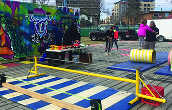 Green Fools circus training camp, featured at Alberta Culture days at Sunnyside community’s containR site